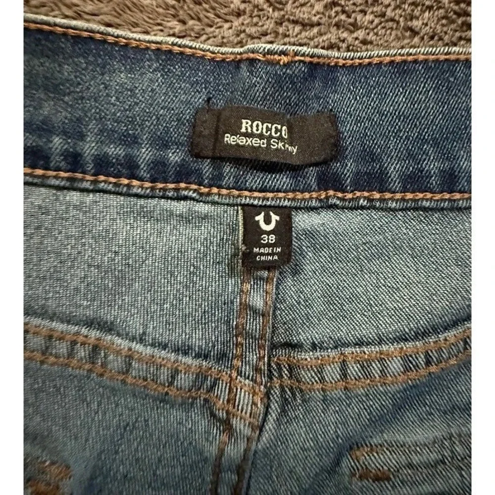 True Religion‎ Mens Rocco Skinny Jeans Medium Wash Blue Denim 38x32 Inseam NWT